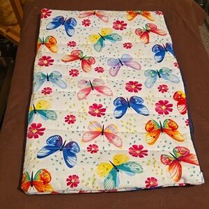 Colorful Butterfly Cotton Fabric Panel - Vibrant Floral Print Lap Top Sleeve.